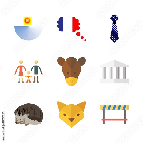 nature vector icons set. monumental, child, hedgehog and tie in this set