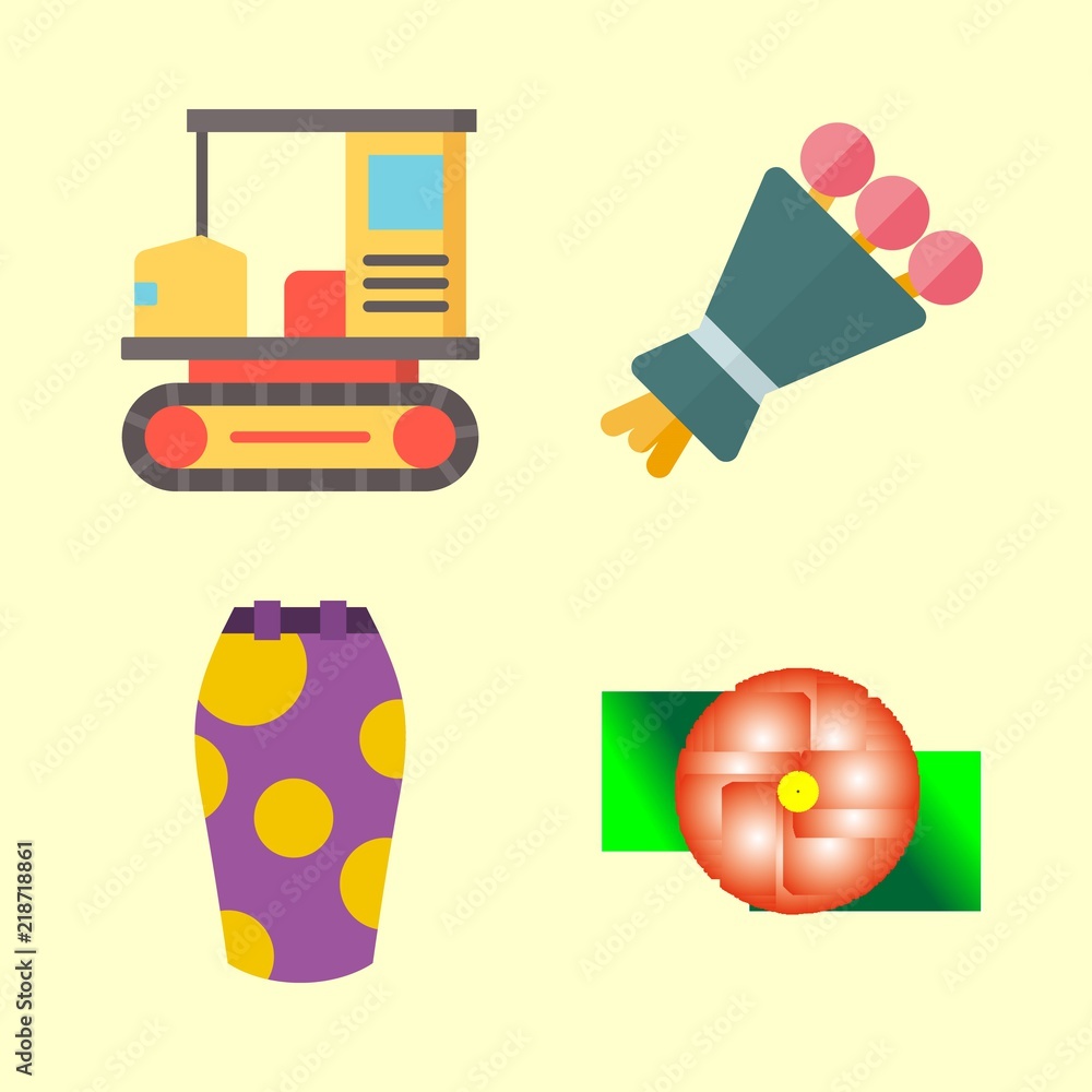 summer vector icons set. skirt, all terrain, flower and bouquet in this set summer vector icons set. skirt, all terrain, flower and bouquet in this set
