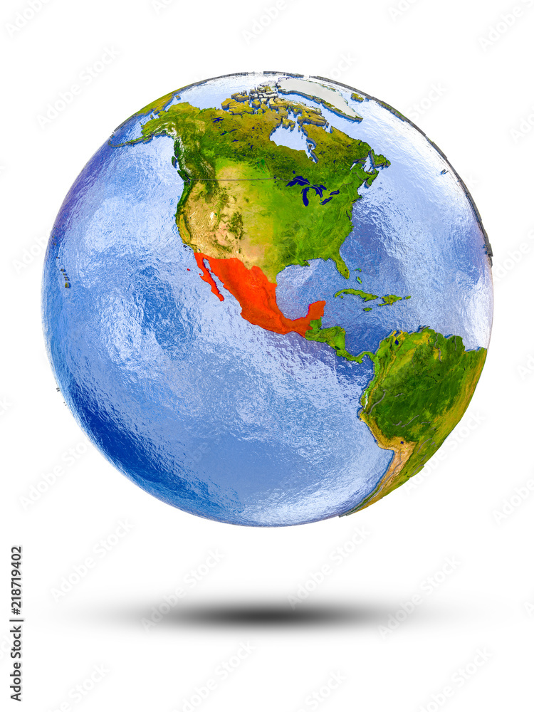 Mexico on globe