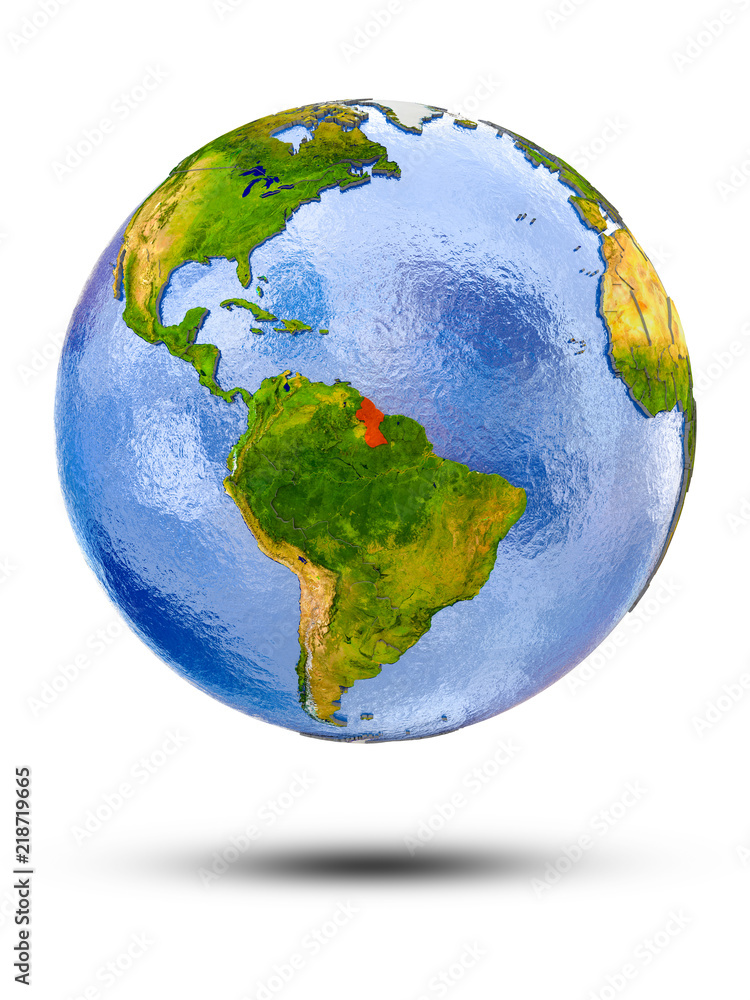 Fototapeta premium Guyana on globe