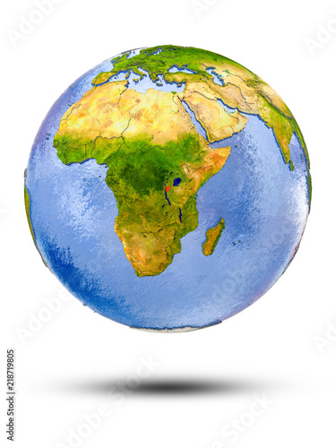 Burundi on globe