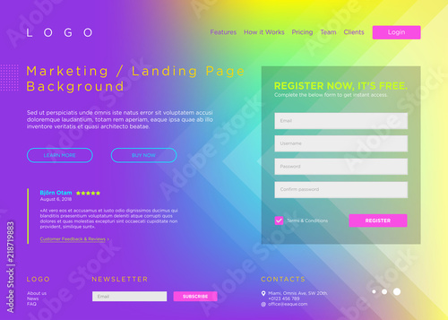 Vector Landing Page Background. Marketing Minimal Backdrop Design. Abstract Geometric Liquid Shapes. Page Template for Conference, Online Courses, Master Class, Webinar, Business Event Announcement.