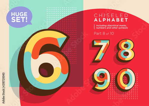 Vector Mosaic Typeset. Textured Geometric Type. Trendy Retro Typography for DJ Music Poster, Club Flyer, Fest Invitation, Game Design. Old Vintage Alphabet. Colorful Hipster Background. Funky Font.