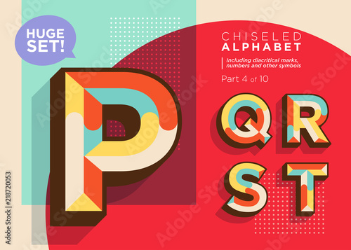 Vector Mosaic Typeset. Textured Geometric Type. Trendy Retro Typography for DJ Music Poster, Club Flyer, Fest Invitation, Game Design. Old Vintage Alphabet. Colorful Hipster Background. Funky Font.