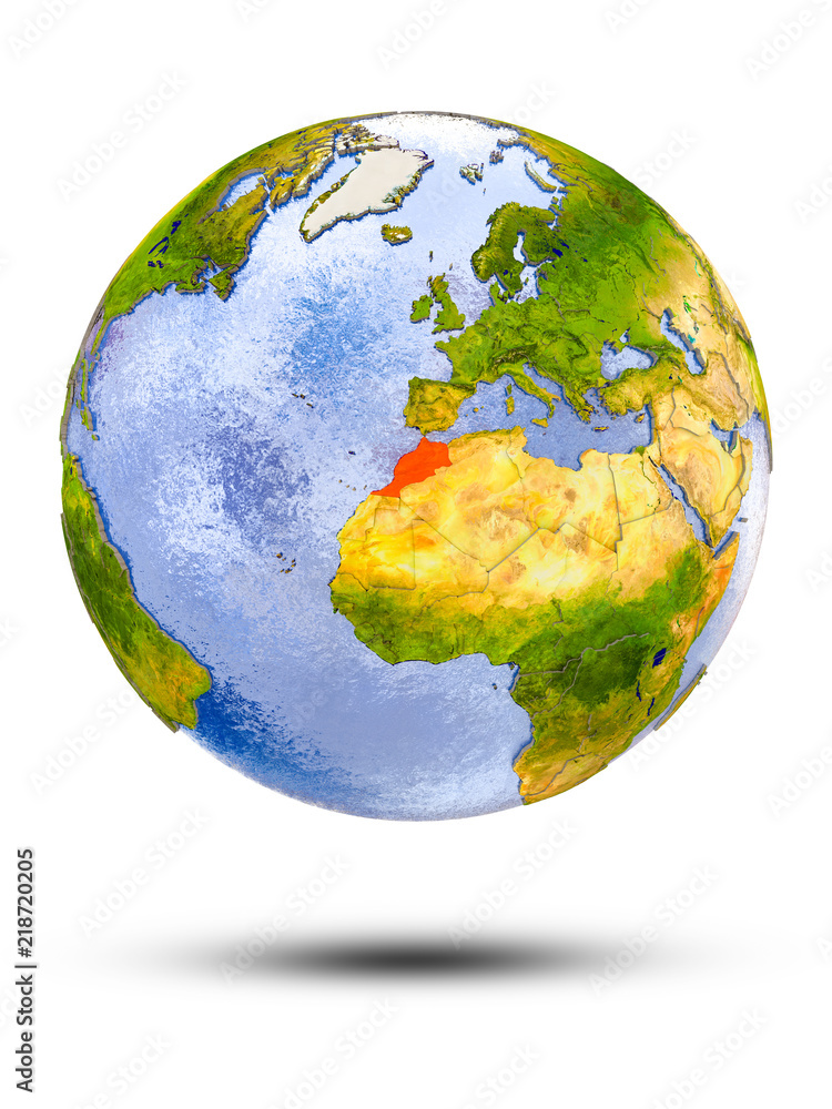 Morocco on globe Morocco on globe