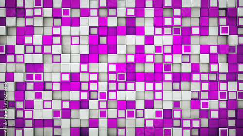 Wall of purple and white 3D boxes abstract background