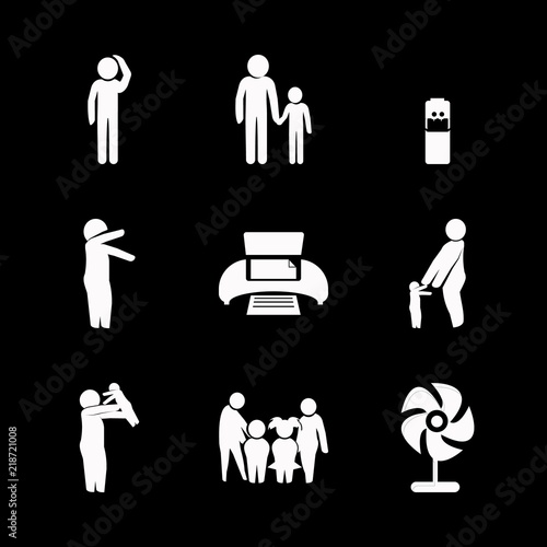 nature vector icons set. meditate, family, pr nter and hug to the mother in this set