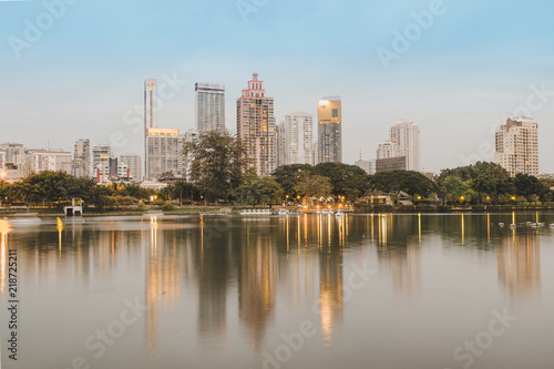 Bangkok, Thailand - August 12,2018 : Benjakiti garden cityscape view ,Famous place