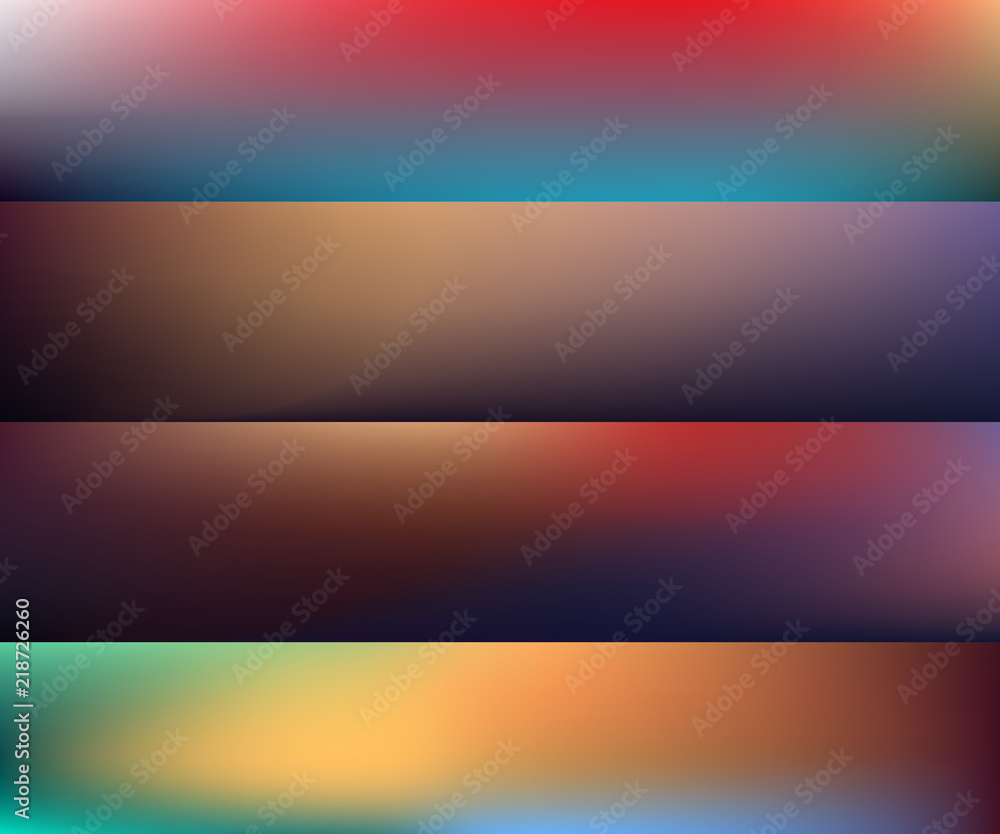 blurred abstract vector backgrounds set for banners