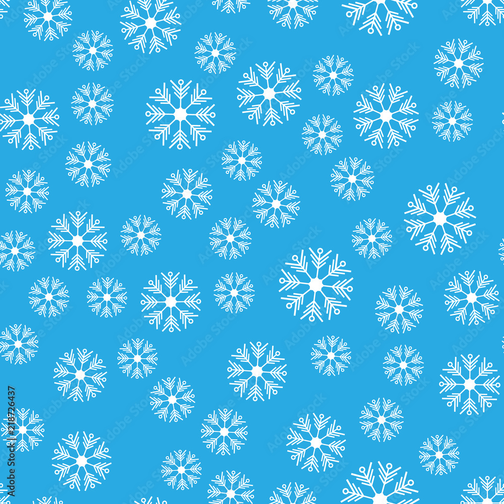 Seamless pattern. White snowflakes on a blue backgrounds. For packaging paper Seamless pattern. White snowflakes on a blue backgrounds. For packaging paper