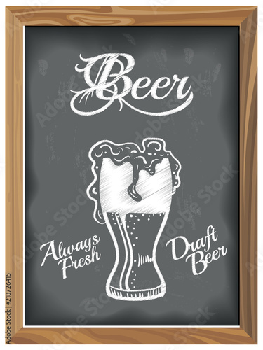 Vintage Chalkboard with Beer glass.