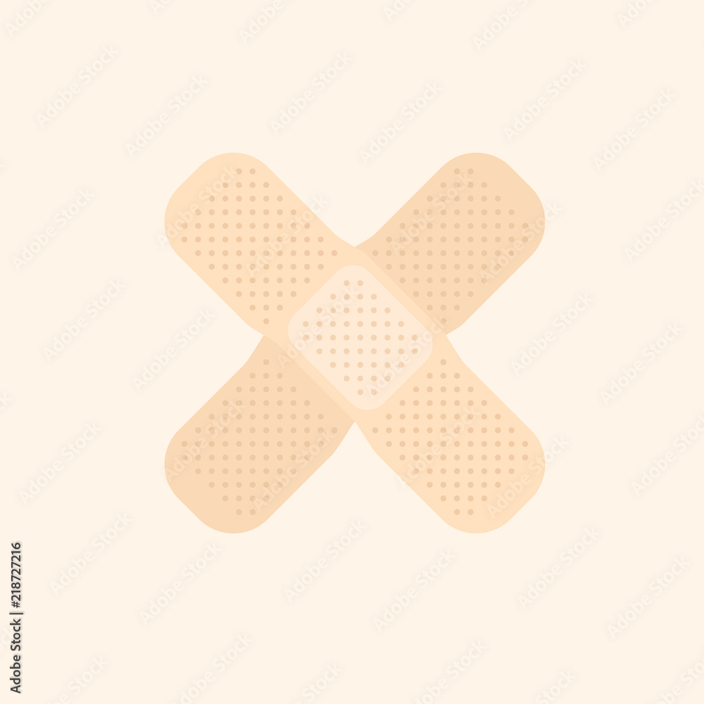 Two beige crossed band aid simple vector medicine illustration Two beige crossed band aid simple vector medicine illustration