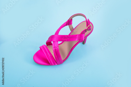 Female Pink shoes on light blue background