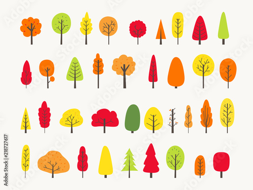 colorful tree collection autumn greeting