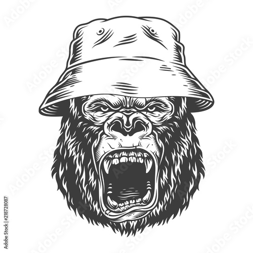 Angry gorilla in monochrome style