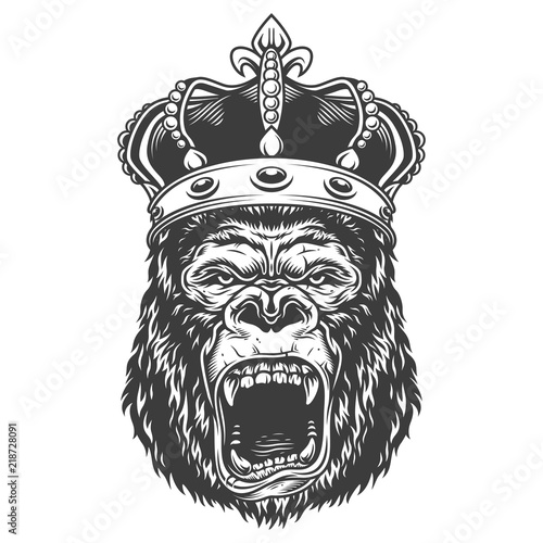 Angry gorilla in monochrome style