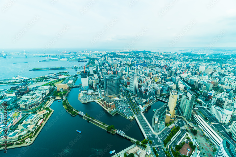 Beautiful building and architecture in Yokohama city skyline Beautiful building and architecture in Yokohama city skyline