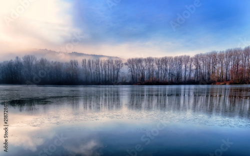 Landscape with frozen lake