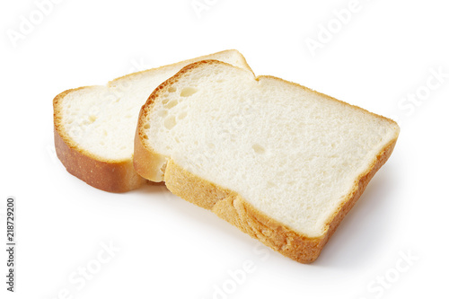 Slice of white bread isolated on white