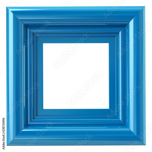 Square blue frame 3d illustration isolated on white