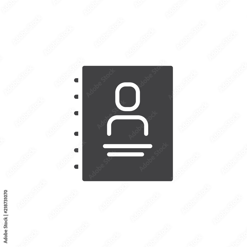 Address book vector icon. filled flat sign for mobile concept and web design. Contact book simple solid icon. Symbol, logo illustration. Pixel perfect vector graphics Address book vector icon. filled flat sign for mobile concept and web design. Contact book simple solid icon. Symbol, logo illustration. Pixel perfect vector graphics