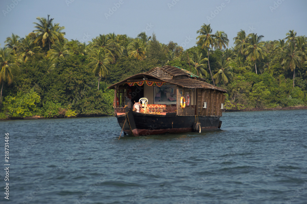 Fototapeta premium A houseboat, Tarkarli, Sindhudurga District of Maharashtra, India