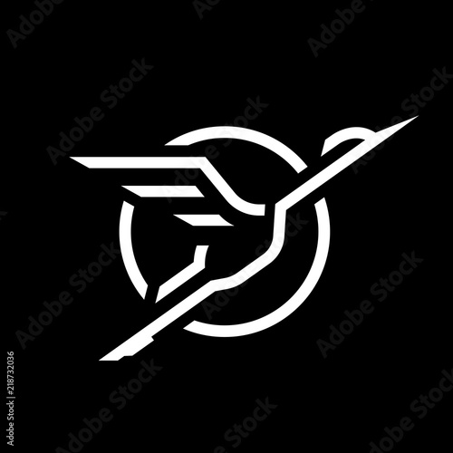 Flying Stork, linear logo on a dark background.