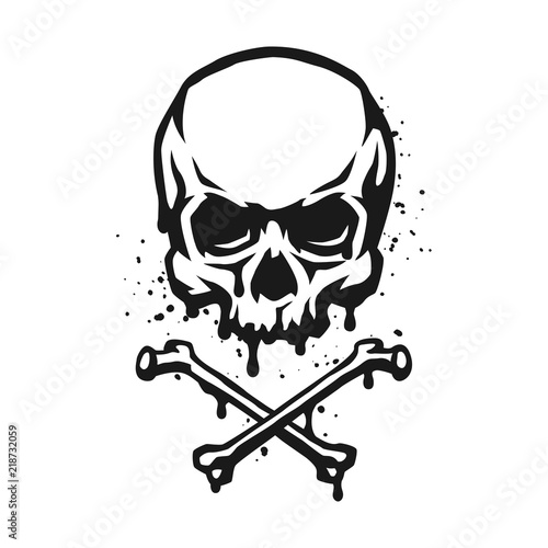 Skull and crossbones in grunge style.