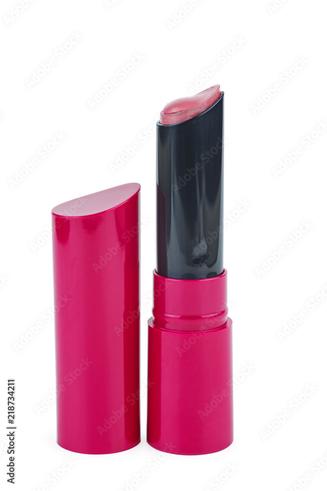 Used pink lipstick isolated on white background Used pink lipstick isolated on white background