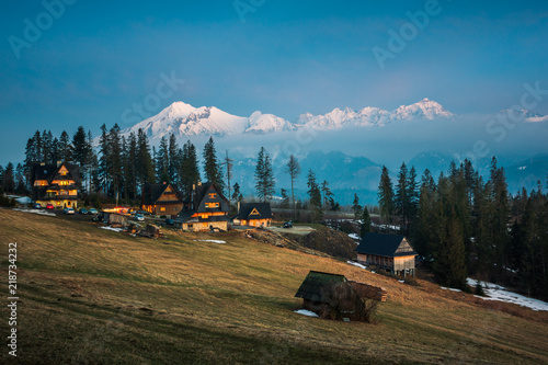 Fototapeta Naklejka Na Ścianę i Meble -  Tatra mountains from glade  Glodowka, Bukowina Tatrzanska, Poland