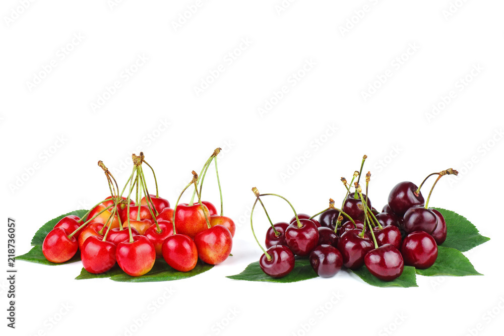 Two piles of diffrent cherries Two piles of diffrent cherries