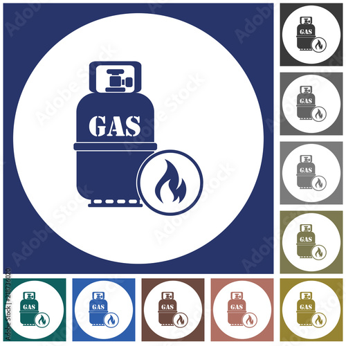 Camping stove with gas bottle icon vector