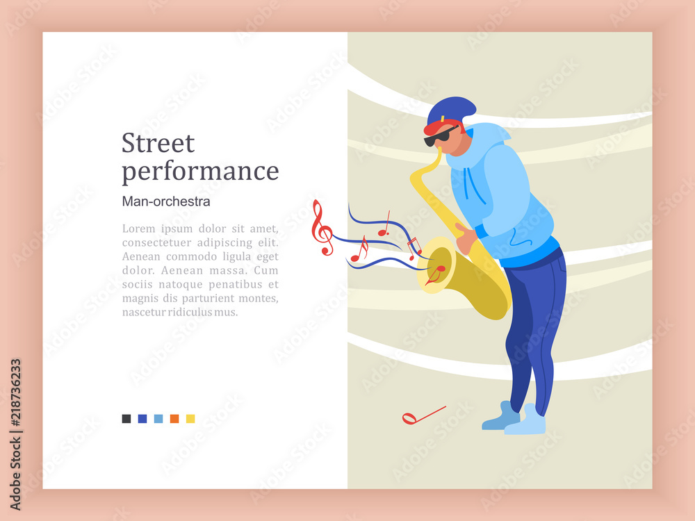 A street musician, a saxophonist. Vector illustration.