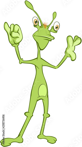 Illustration of a Cute Alien. Cartoon Character