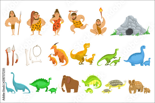 Stone Age Tribe People And Related Objects