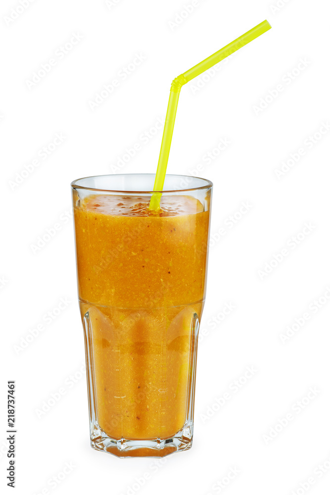 Glass of apricot smoothie Glass of apricot smoothie