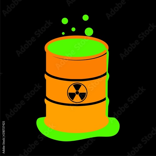 Radioactive green slime icon, Barrel with spilled liquid