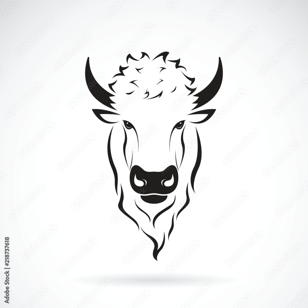 Vector of a buffalo head design on white background. Wild Animals. Easy ...