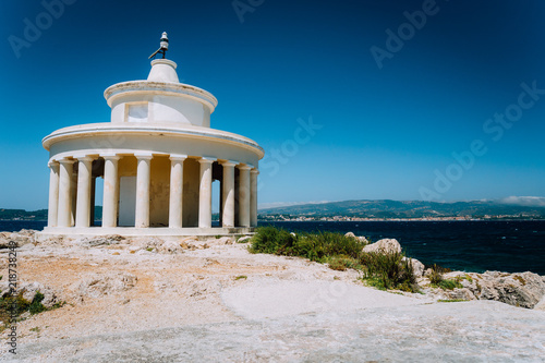 Lighthouse of St. Theodore at Argostoli against clear blu sky. Kefalonia island. Greece