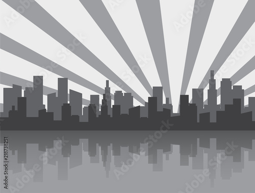 Gray city skyline silhouette