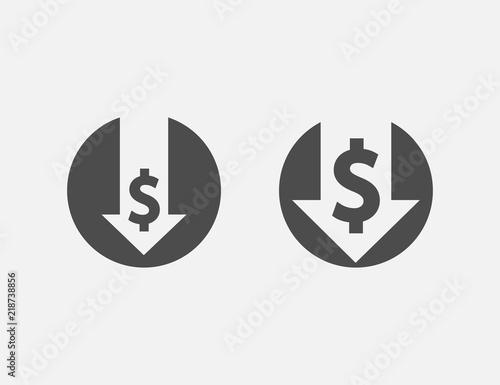 Cost reduction icon isolated on white background. Vector illustration.