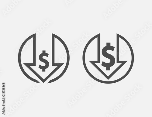 Cost reduction icon isolated on white background. Vector illustration.