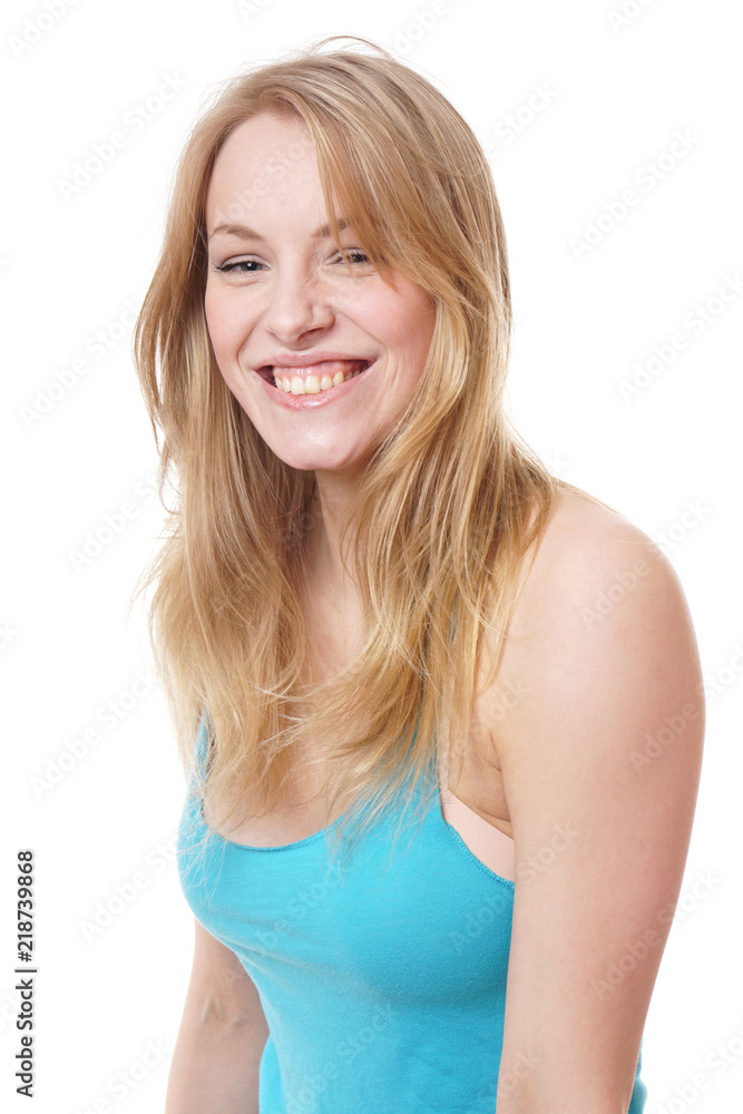 happy young woman with a big natural toothy smile happy young woman with a big natural toothy smile