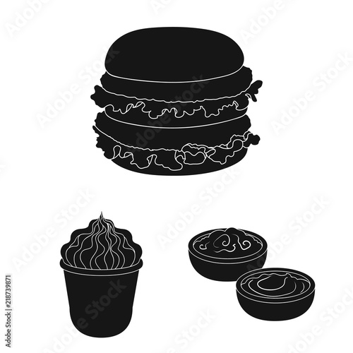 Fast food black icons in set collection for design.Food from semi-finished products vector symbol stock web illustration.