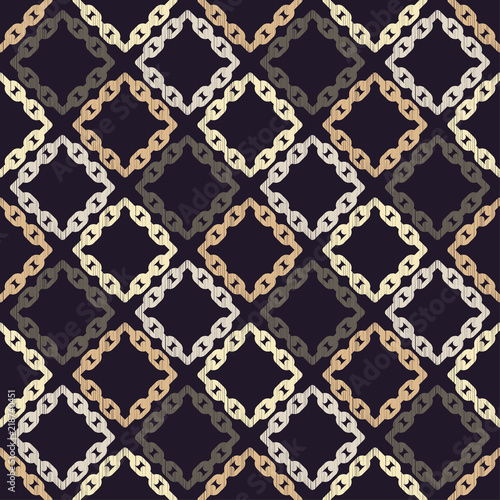 Seamless abstract geometric pattern. Mosaic texture. Chain texture. Brushwork. Hand hatching. Scribble texture. Textile rapport.