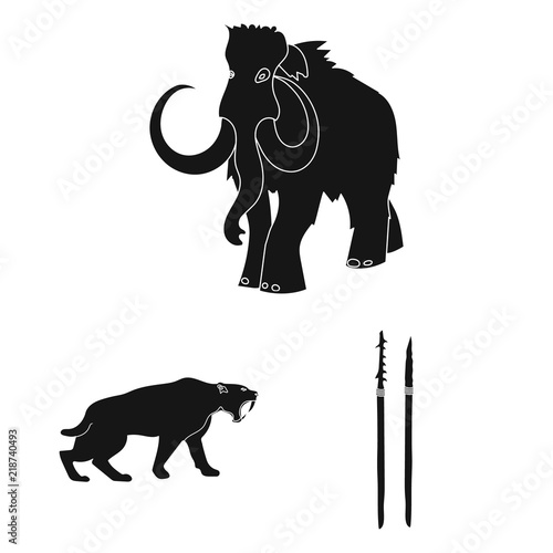 Life in the Stone Age black icons in set collection for design. Ancient people vector symbol stock web illustration.