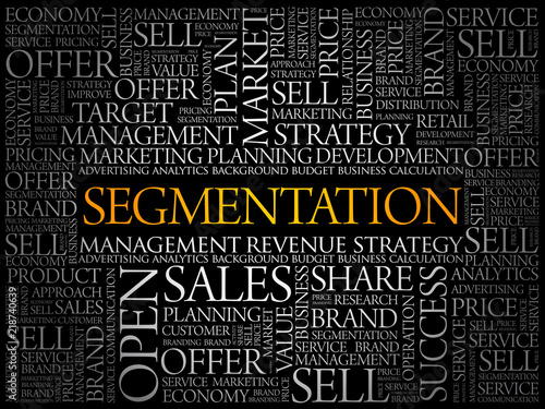Segmentation word cloud collage, business concept background