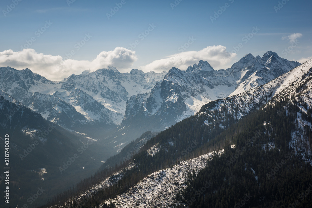 View from Gesia Szyja peak in Tatra mountains, Malopolskie, Poland