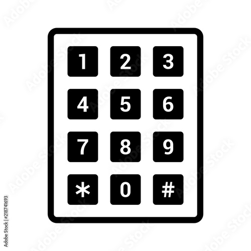 Number pad or numeric telephone keypad line art vector icon for apps and websites