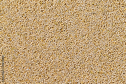 Macro image of quinoa grain top view background. Healthy super food pattern.